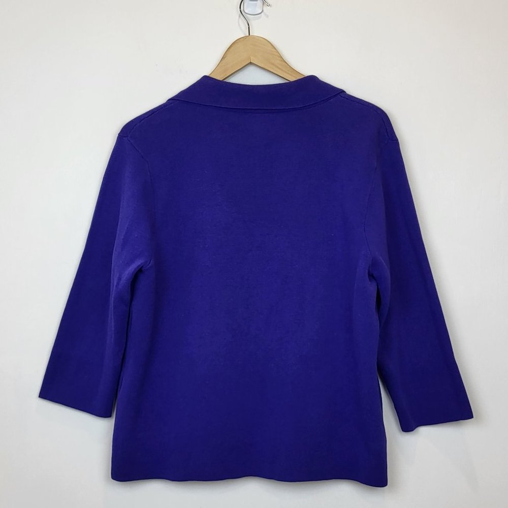 Chico's Royal Purple Open Front Cotton Knit Sweater, Size 2 Medium, EUC - Picture 2 of 11